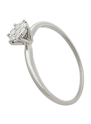 Vera Perla 18K Solid White Gold Fashion Ring for Women, with Solitaire 0.07 ct Genuine Diamonds, Silver, US 6.5
