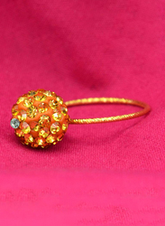 Vera Perla 10K Solid Gold Fashion Ring for Women, with 10 mm Crystal Ball, Green/Gold/Orange, US 6