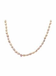 Vera Perla 18k Solid Gold Pearls Charm Necklace for Women, Rose Gold