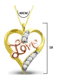 Vera Perla 18K Gold Heart Pendant Necklace for Women, with Diamond Studded, Gold/Rose Gold