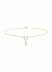 Vera Perla 10k Gold Chain Bracelet for Women, with Key Shape Mother of Pearl, Gold/White/Jade