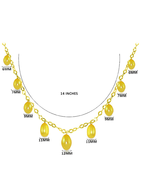 Vera Perla 18K Gold Chain Drop Necklace for Women with Pearl Stone, Yellow/Gold