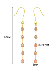 Vera Perla 18K Gold Opera Drop Earrings for Women, with 7mm Pearl Stone, Rose Gold