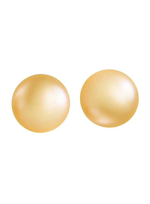 Vera Perla 18K Yellow Gold Ball Earrings for Women, with Pearl Stone, Gold/Peach