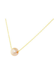 Vera Perla 18K Yellow Gold Pendant Necklace for Women, with Pearl Stone, Rose Gold