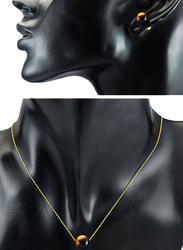 Vera Perla 3-Pieces 10K Gold Jewellery Set for Women, Bracelet & Earrings, with Tiger Eye, Gold/Brown