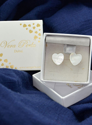 Vera Perla 10k Gold Stud Earrings for Women, with Star Shape Mother of Pearl Stone, White/Gold