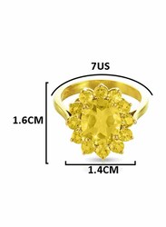 Vera Perla 18K Solid Gold Fashion Ring for Women, with Genuine Citrine Stone, Gold, US 7