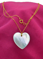 Vera Perla 18K Gold Heart Shape Necklace for Women, with Mother of Pearl Stone, Off White