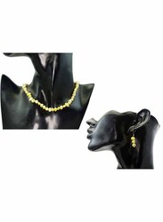 Vera Perla 2-Pieces 10K Gold Strand Jewellery Set for Women, with Necklace and Earrings, with Pearl Stones, Yellow