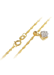 فيرا بيرلا طقم مجوهرات سوليتير قطعتين من الذهب الأصفر عيار 18 قيراط للنساء،مكوّن من قلادة وأقراط، مع 0.21 قيراط الماس الحقيقي- ذهبي