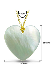 Vera Perla 18K Gold Heart Shape Necklace for Women, with Mother of Pearl Stone, Off White