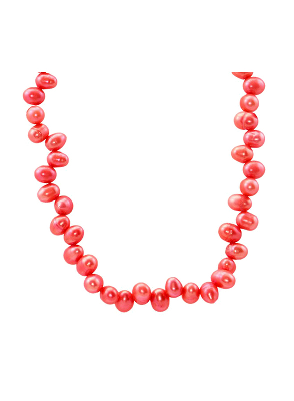 Vera Perla 18k Solid Gold Pearls Charm Necklace for Women, Red