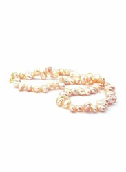 Vera Perla 10K Gold Strand 35cm Beaded Necklace for Women, with Mother of Pearl Stones, Rose Gold