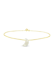 Vera Perla 10k Gold Chain Bracelet for Women, with Small Crescent Shape Mother of Pearl Stone, Gold/White