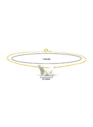 Vera Perla 18K Gold Chain Bracelet for Women, with Small Butterfly Shape Mother of Pearl Stone, Gold/White