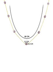 Vera Perla 18K Gold Opera Necklace for Women, with Pearls Stone, Gold/Purple