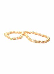 Vera Perla 10K Gold Strand 37cm Beaded Necklace for Women, with Mother of Pearl Stones, Rose Gold