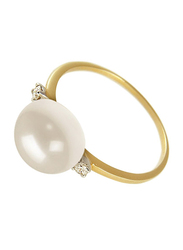 Vera Perla 18k Gold Engagement Rings for Women, with Pearl, Off White, US 5.5