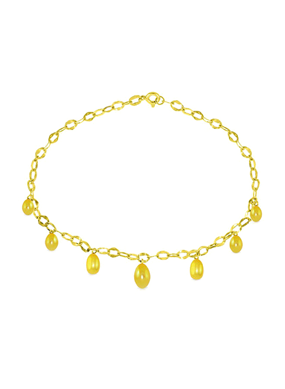 Vera Perla 18K Gold Chain Bracelet for Women, with Pearl Drops, Gold/Yellow