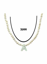 Vera Perla 10K Gold Strand Pendant Necklace for Women, with Letter A and Pearl Stones, White