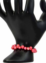 Vera Perla 18K Gold Strand Beaded Bracelet for Women, with Pearl Stone, Red