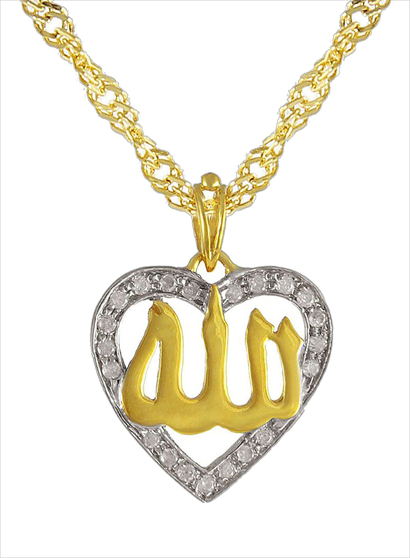 Vera Perla 18K Gold Necklace for Women, with 0.12ct Diamonds 3D Heart Pendant, Gold