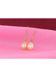 Vera Perla 18K Gold Dangle Earrings for Women, with 7mm Pearl Stone, Peach/Gold