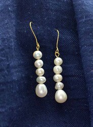 Vera Perla 10K Gold Drop Earrings for Women, with Pearl Stones, White
