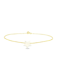 Vera Perla 18K Gold Chain Bracelet for Women, with Star Shape Mother of Pearl Stone, Gold/White