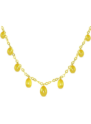 Vera Perla 18K Gold Chain Drop Necklace for Women with Pearl Stone, Yellow/Gold