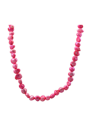 Vera Perla 18k Solid Gold Pearls Charm Necklace for Women, Pink