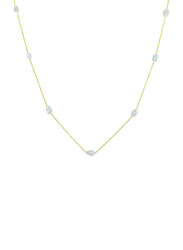 Vera Perla 18K Gold Opera Necklace for Women, with Pearls Stone, Gold/White