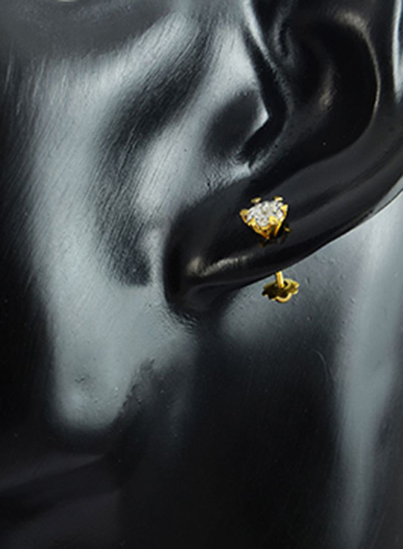 فيرا بيرلا أقراط من الذهب عيار 18 قيراط للنساء، مرصعة بـ 0.22 قيراط الماس السوليتير- ذهبي