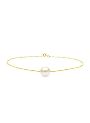 Vera Perla 10k Gold Chain Bracelet for Women, with Pearl Stone, Gold/White