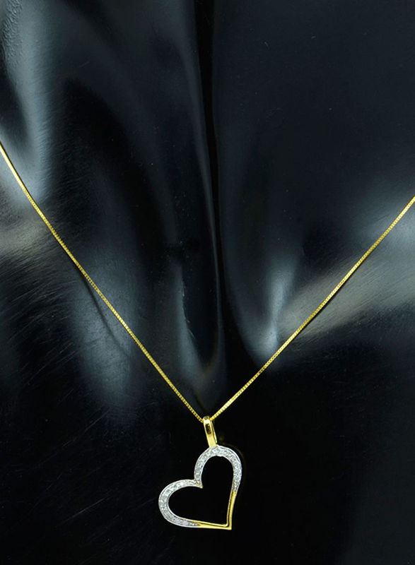 Vera Perla 18K Heart Shape Pendant Necklace for Women, with 1mmct Genuine Diamond, Gold