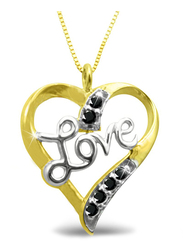 Vera Perla 18K Gold Heart Pendant Necklace for Women, with Diamond Studded, Silver