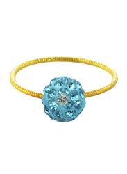 Vera Perla 10K Solid Gold Fashion Ring for Women, with 10 mm Crystal Ball, Gold/Sky Blue, US 6