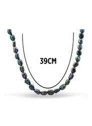 Vera Perla 18k Solid Gold Pearls Charm Necklace for Women, Blue