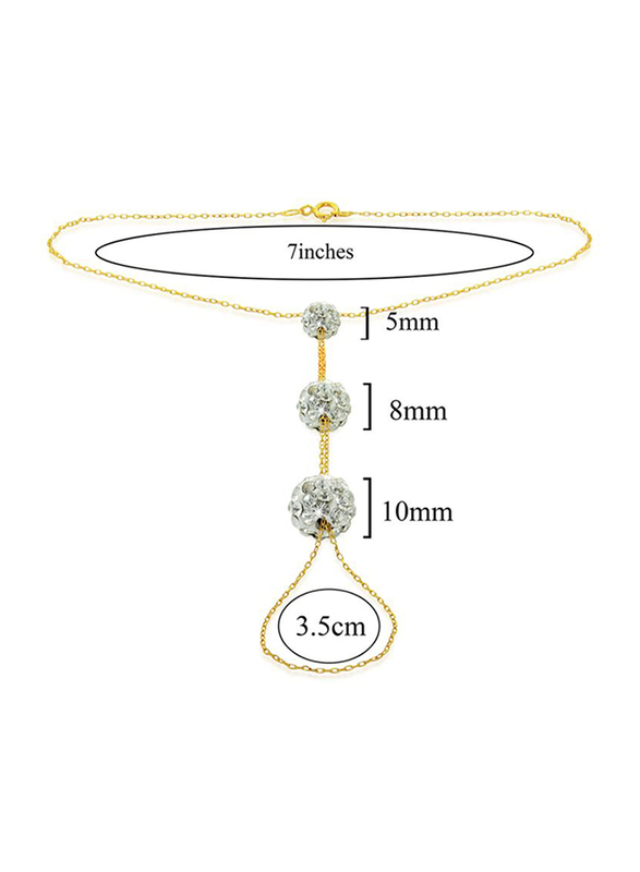 Vera Perla 18K Gold Chain Bracelet for Women, with Built-in Gradual Crystal Ball, Gold/Silver
