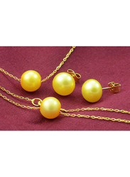 Vera Perla 3-Pieces 18K Gold Jewellery Set for Women, with Necklace, Bracelet & Earrings, with Pearl Stone, Gold