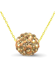 Vera Perla 10K Solid Gold Pendant Necklace for Women, with 10 mm Crystal Ball, Peach/Gold