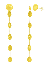 Vera Perla 18K Gold Drop Earrings for Women, with 5mm Pearl Stone, Yellow