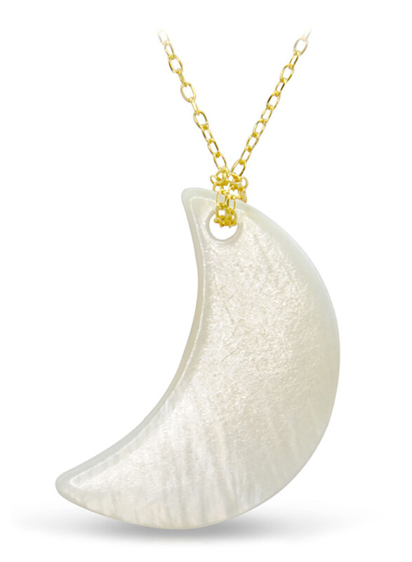 

Vera Perla 18K Gold Crescent Shape Pendant Necklace for Women, with Mother of Pearl Stone, White