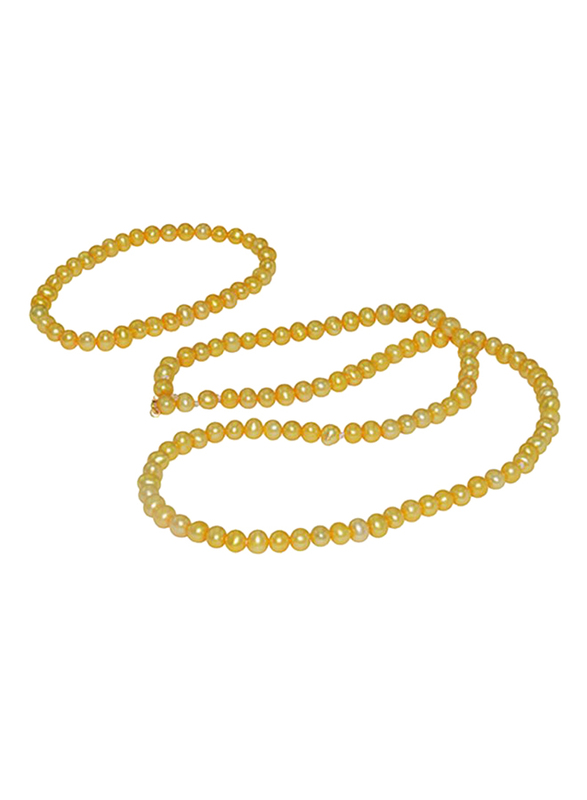 فيرا بيرلا طقم مجوهرات من الذهب عيار 18 قيراط للنساء،مكون من قلادة وسوار، مع حجر اللؤلؤ - ذهبي