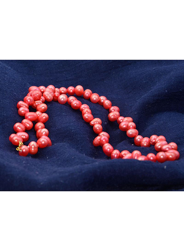 Vera Perla 18k Solid Gold Pearls Charm Necklace for Women, Red