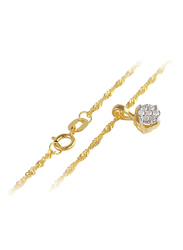 Vera Perla 18K Solid Yellow Gold Twisted Solitaire Pendant Necklace for Women, with 0.07ct Genuine Diamonds, Gold
