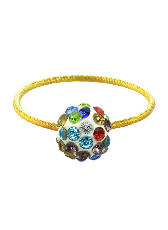 Vera Perla 10K Solid Gold Fashion Ring for Women, with 10 mm Crystal Ball, Gold/Blue/Green/Red, US 6