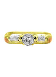 Vera Perla 18k Solid 3 Tone Gold Solitaire Fashion Ring for Women, with 0.07 ct Genuine Diamonds, Gold/Clear, 6US