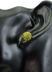 أقراط من الذهب الأصفر عيار 18 قيراطًا للنساء من فيرا بيرلا، على شكل كرة كريستالية 10 ملم - أخضر و ذهبي